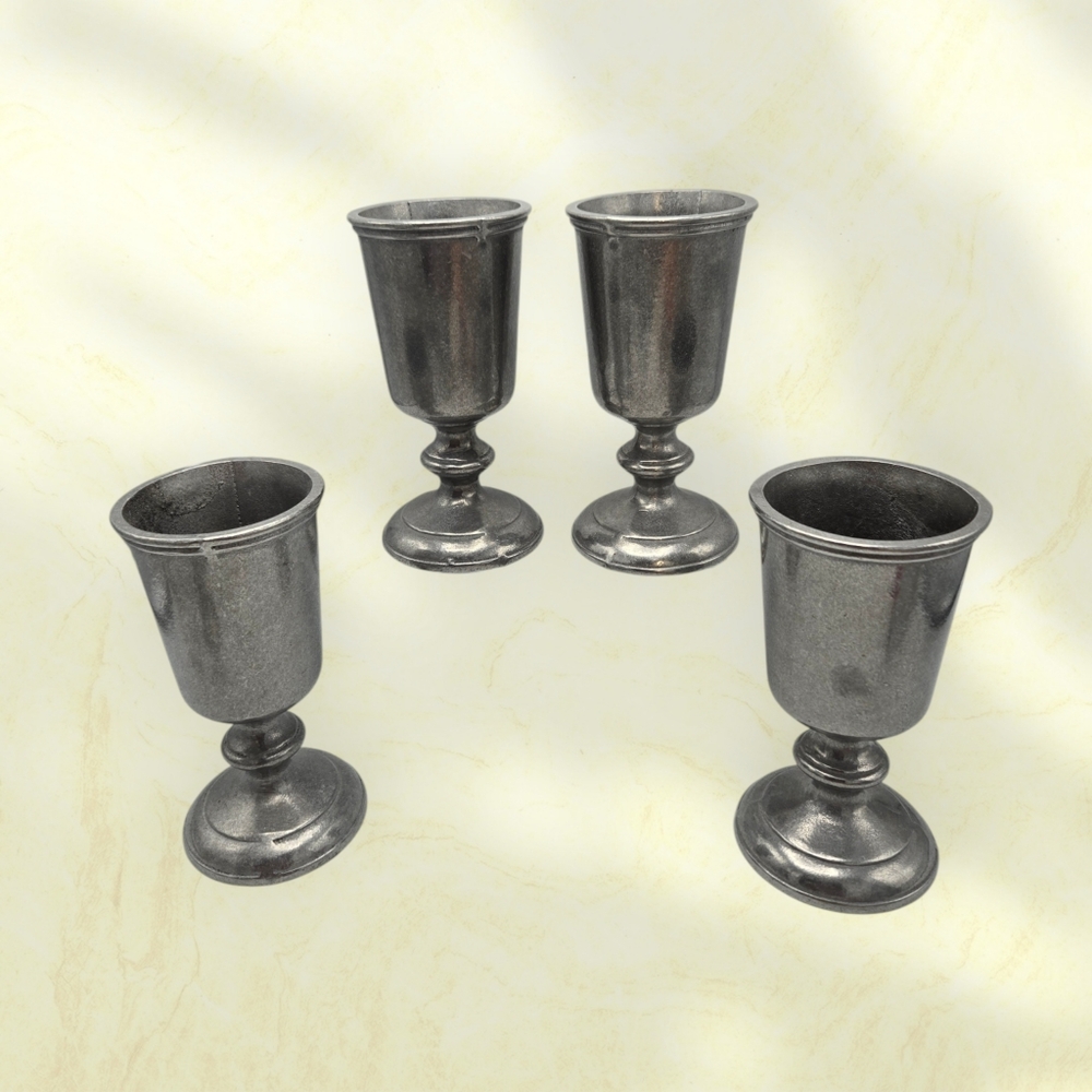 NWT Vintage Carson Home Accents 12 Oz Statesmetal Danforth Goblet 4 Pc Set
